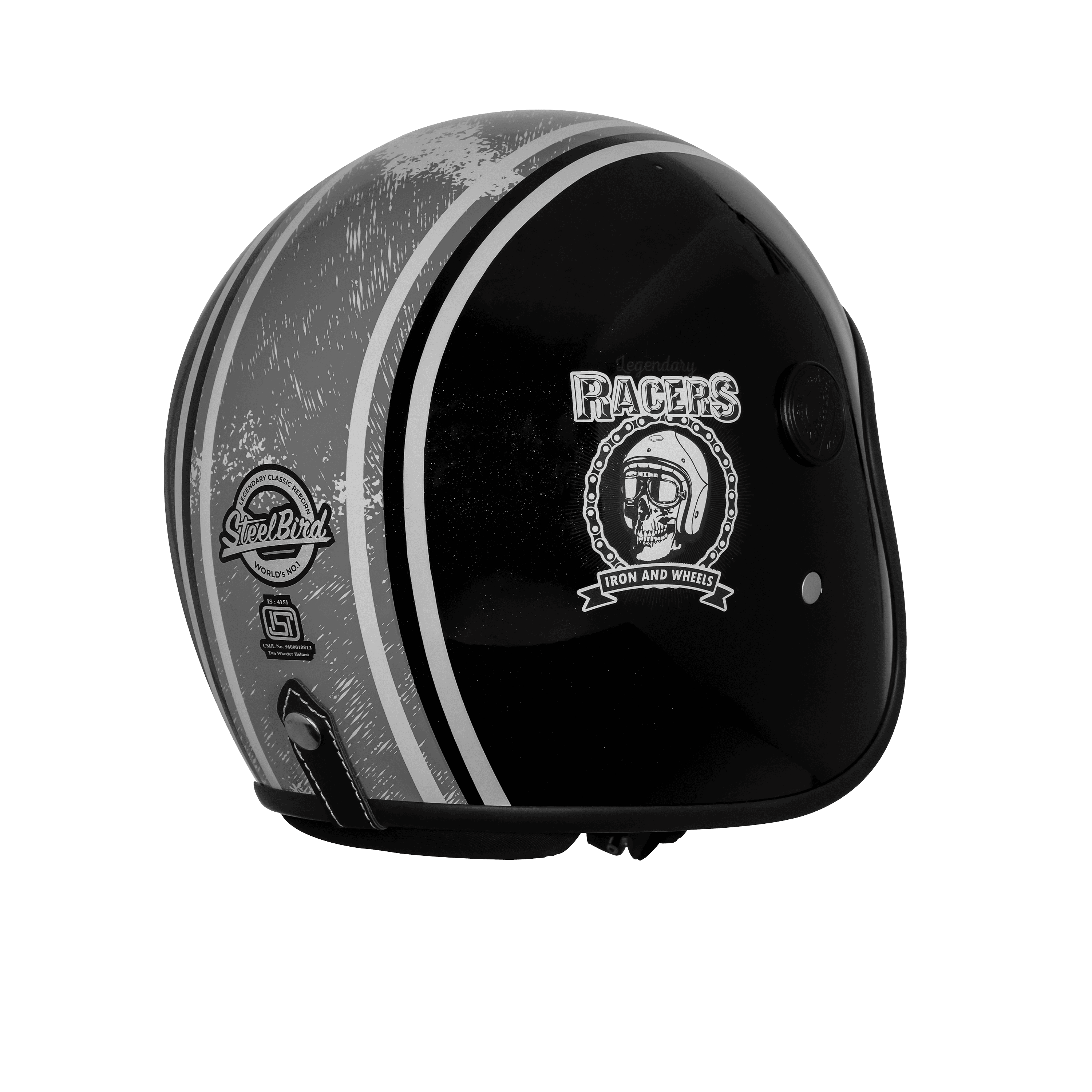 SBH-55 VINTAGE RACERS GLOSSY BLACK WITH GREY